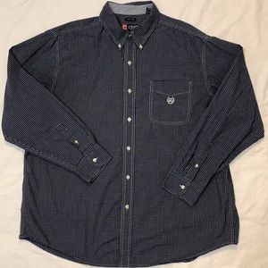 Chaps men’s 2XB navy/white plaid button down